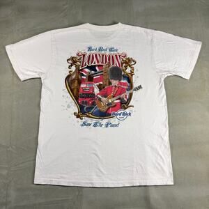 Hard Rock Cafe London Save The Planet White Graphic T-Shirt Large Preowned